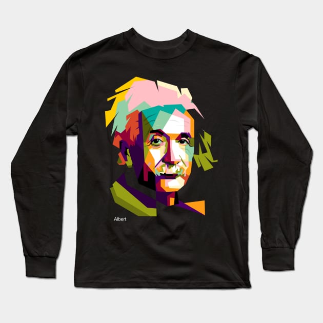 Einstein In Pop Art Trend Long Sleeve T-Shirt by animaperio pixel retro